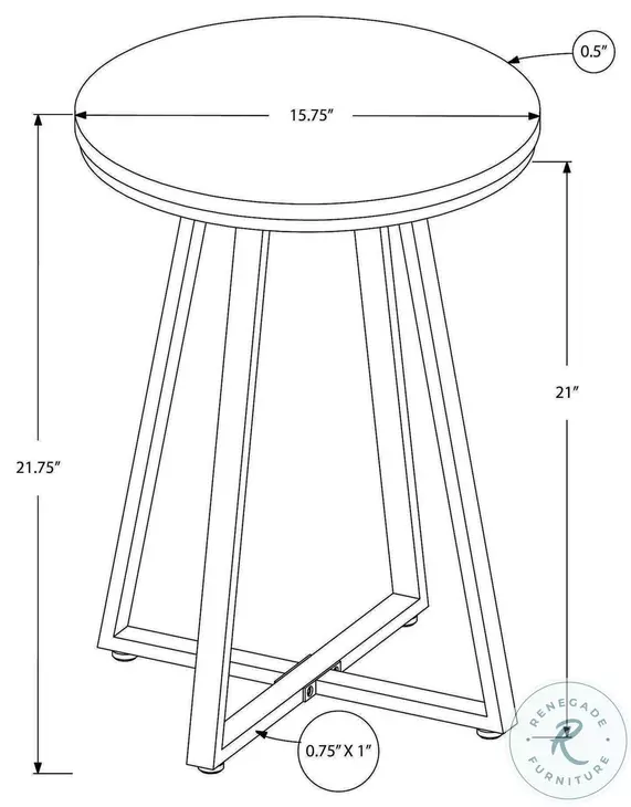 2179 Black Marble 22" Accent Table