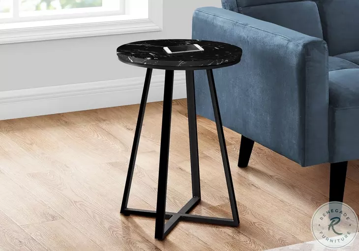 2179 Black Marble 22" Accent Table