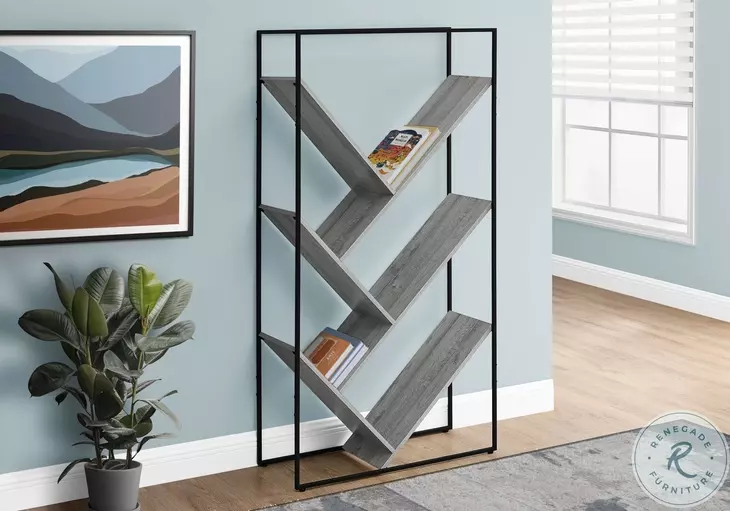 2200 Grey And Black 60" Bookcase
