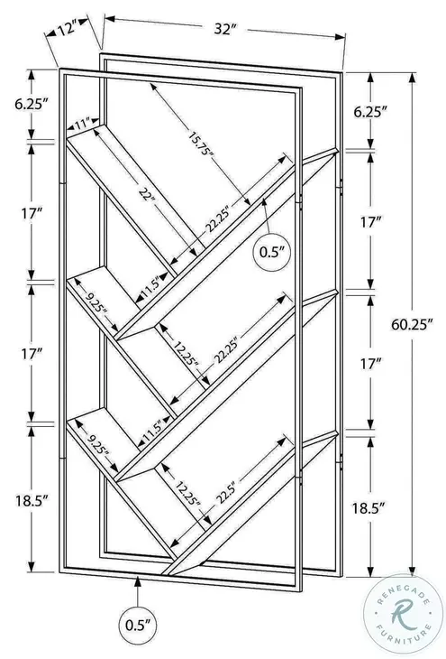 2202 Brown And Black 60" Bookcase