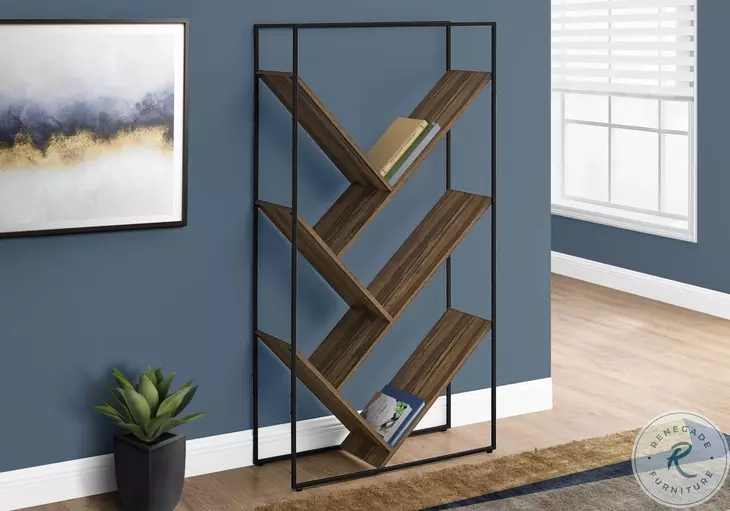 2202 Brown And Black 60" Bookcase