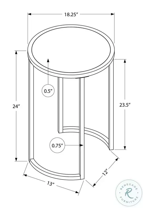2205 White And Silver 24" Accent Table