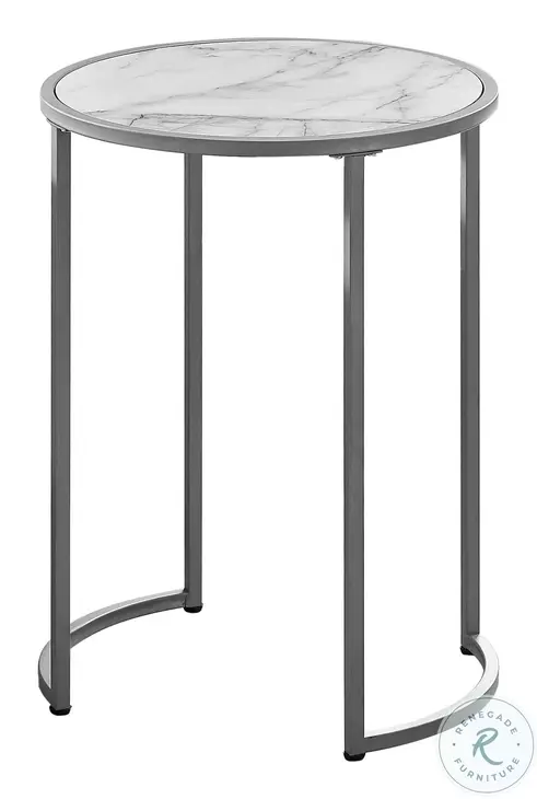 2205 White And Silver 24" Accent Table