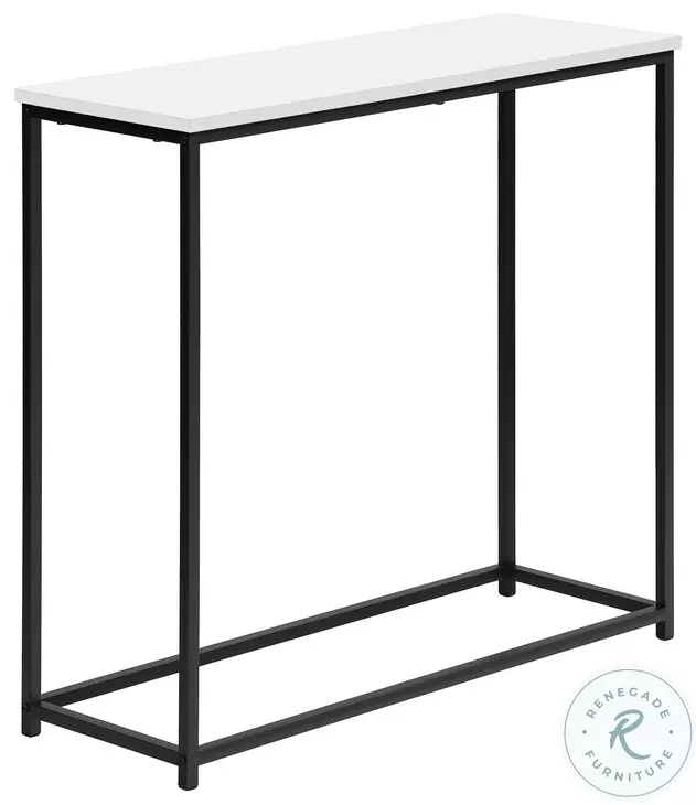 2252 Spacious Satin White And Black 32" Metal Console Table