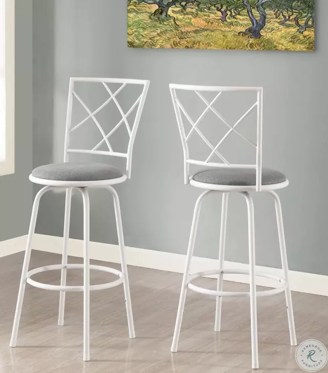 Gray Fabric Seat Bar Stool Set of 2