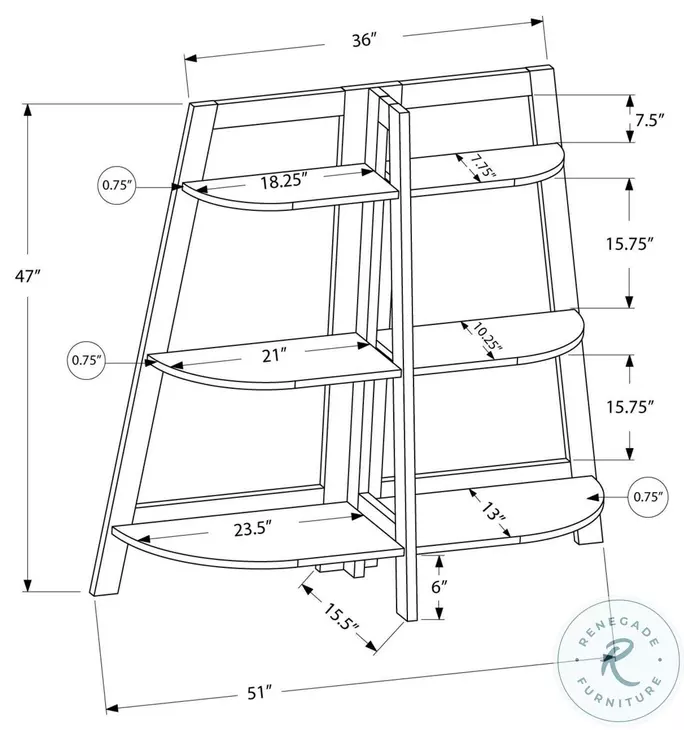 2428 Dark Taupe 48" Bookcase