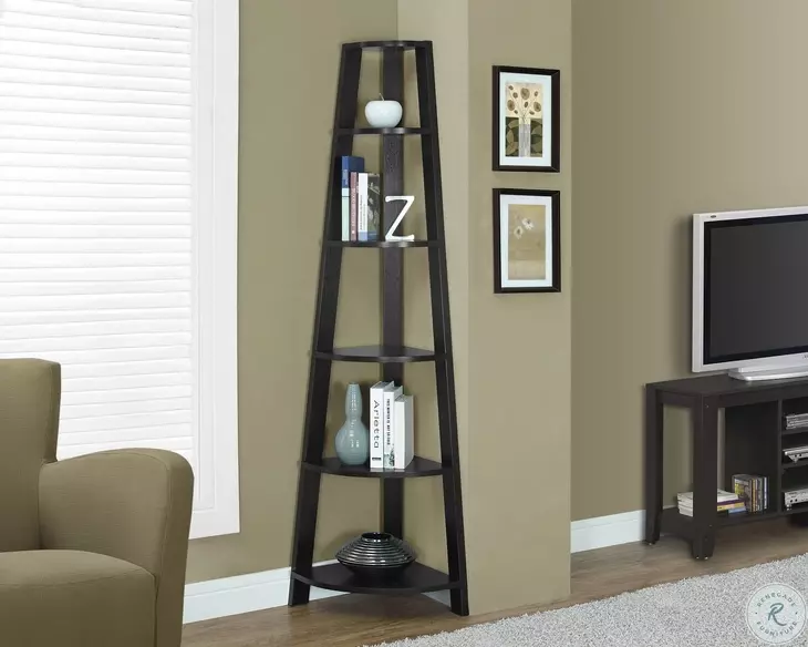 Cappuccino 72" Corner Accent Etagere