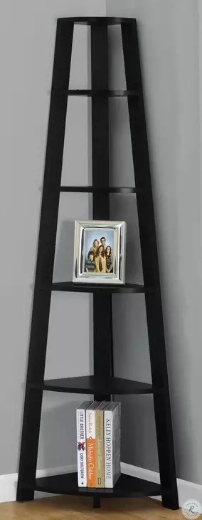 Black 72" Corner Accent Etagere