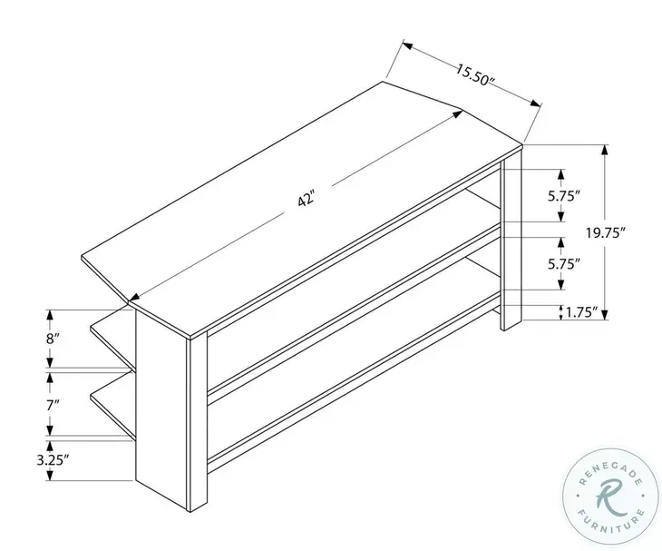 2564 Black And Grey 42"L TV Stand