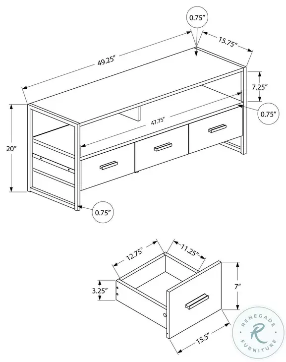 2615 White TV Stand