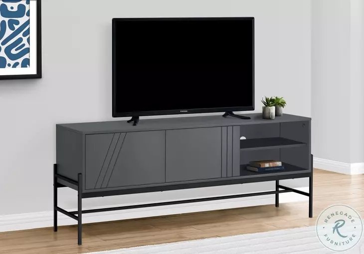 2739 Gray And Black TV Stand