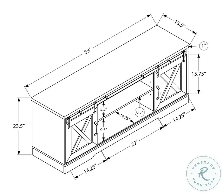 2746 Dark Taupe 2 Door 60" TV Stand
