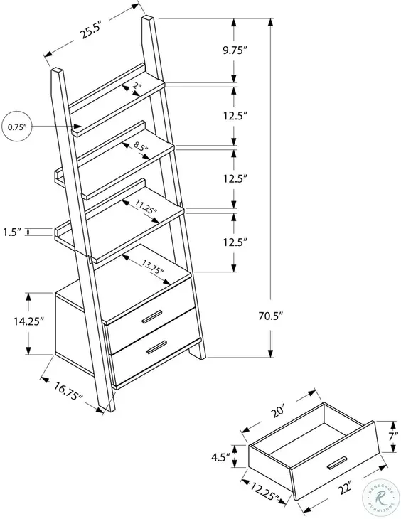 69" Gray And White Bookcase