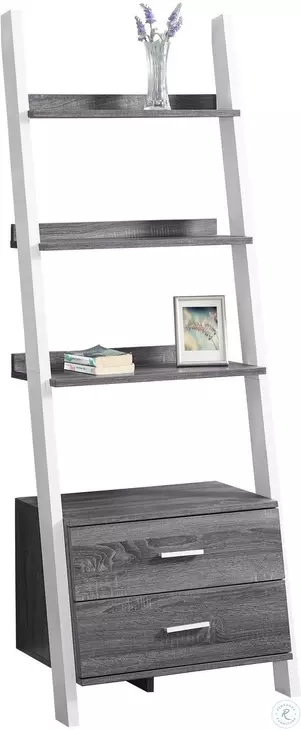 69" Gray And White Bookcase