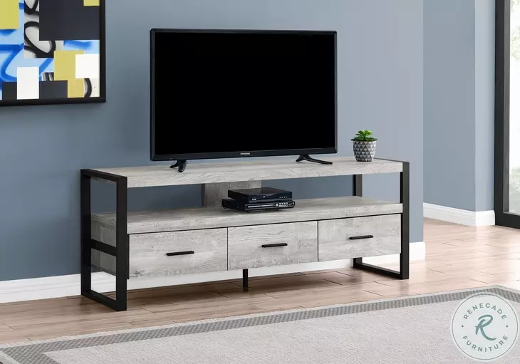 2821 Grey And Black 60" TV Stand