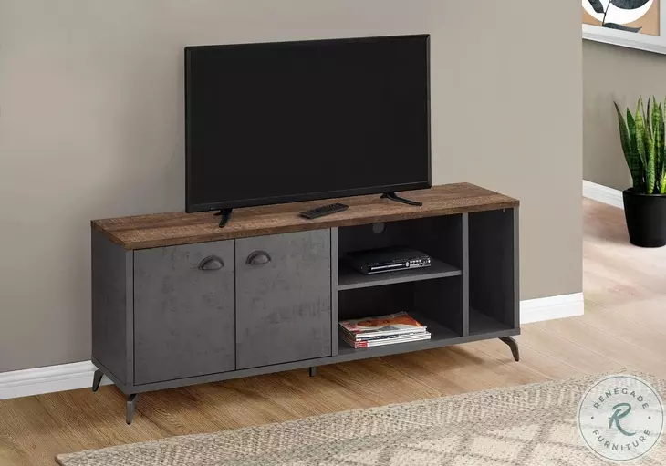 2831 Grey And Brown 60" TV Stand