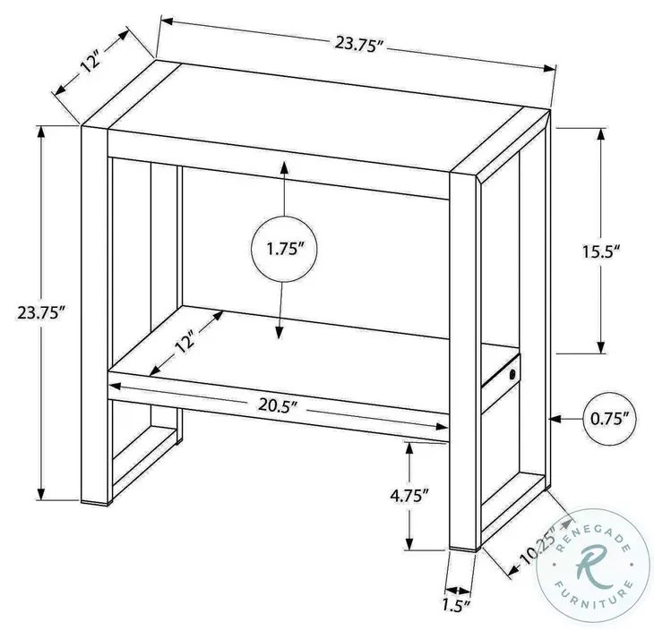2852 Brown And Black Metal Accent Table