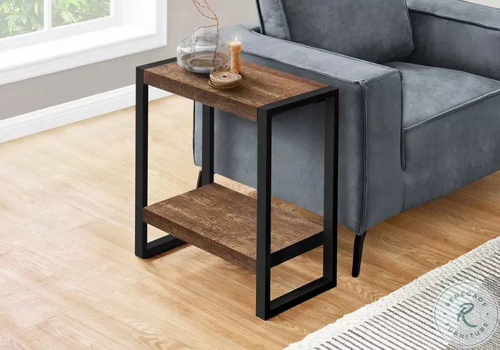 2852 Brown And Black Metal Accent Table