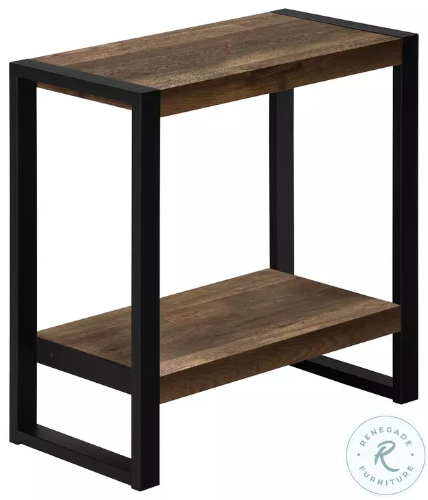 2852 Brown And Black Metal Accent Table