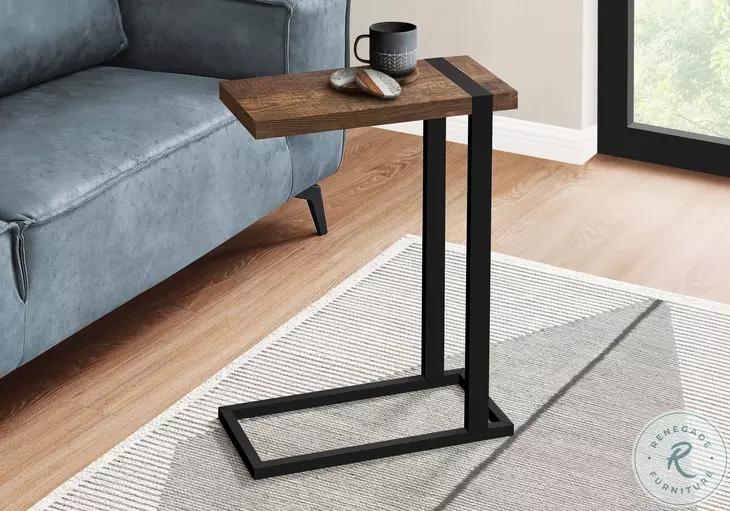 2853 Brown And Black Metal C Shaped Accent Table