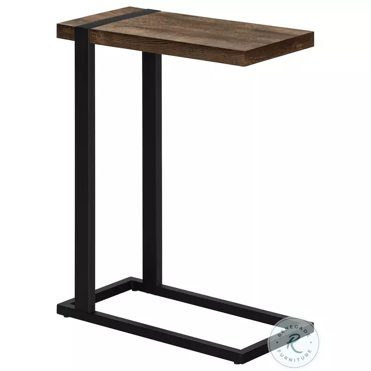 2853 Brown And Black Metal C Shaped Accent Table