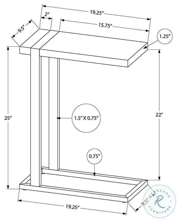 2858 Grey And Black Metal C Shaped Accent Table