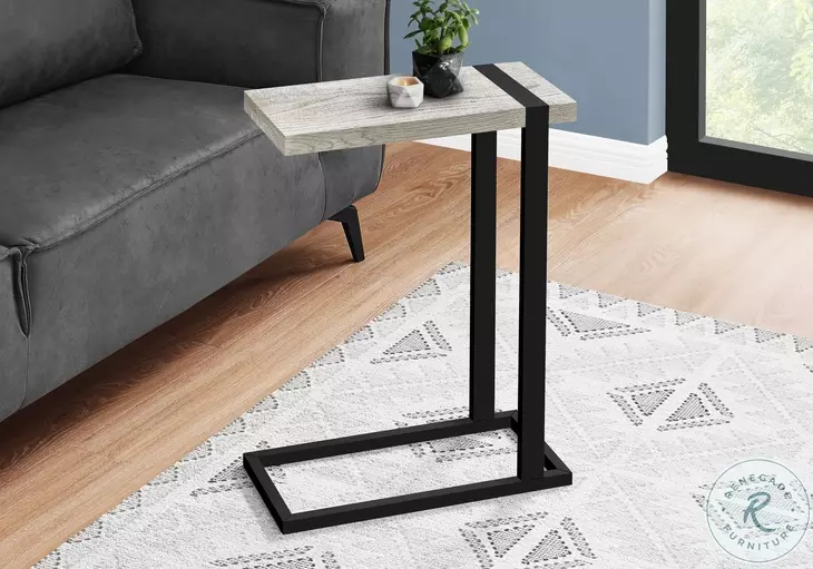 2858 Grey And Black Metal C Shaped Accent Table