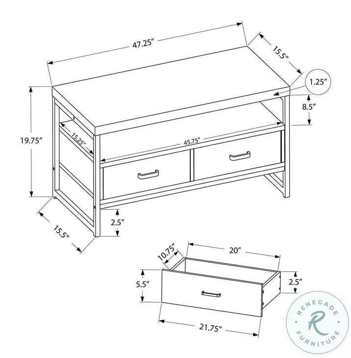 2870 Black 48" TV Stand