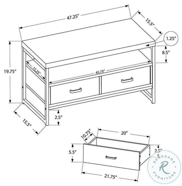 2872 Dark Taupe 48" TV Stand