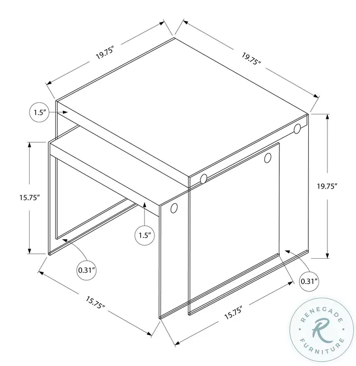 3053 Dark Taupe 2Pcs Nesting Tables