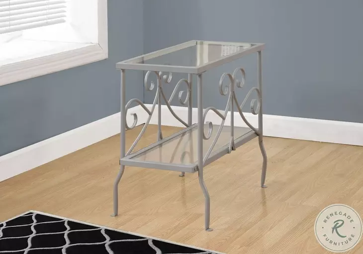 3106 Silver And Clear Accent Table