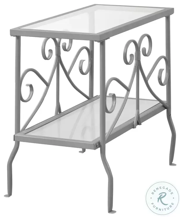 3106 Silver And Clear Accent Table
