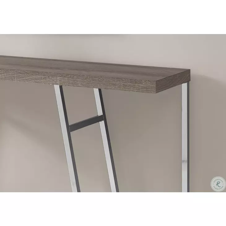 Taupe and Chrome 48" Accent Table