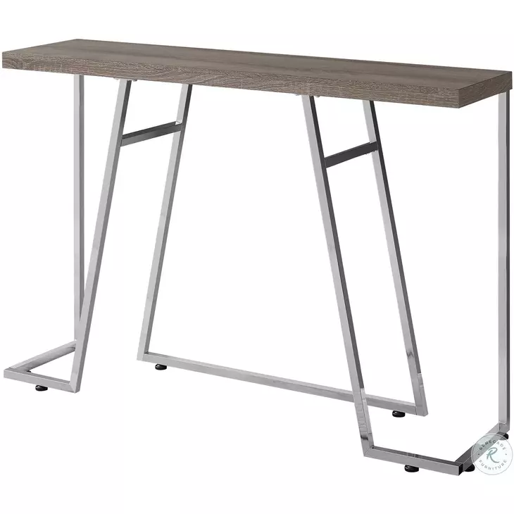 Taupe and Chrome 48" Accent Table