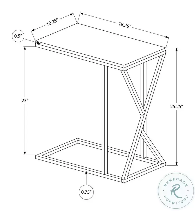 3248 Grey And Black 25" Accent Table