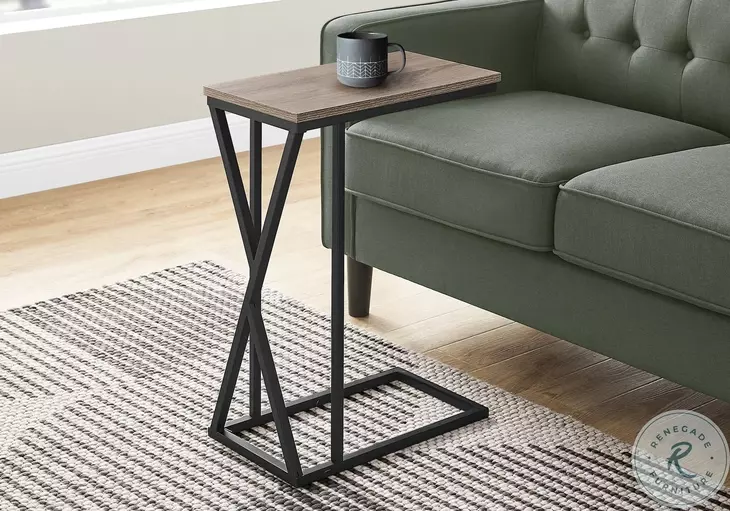 3249 Dark Taupe And Black 25" Accent Table
