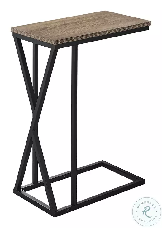 3249 Dark Taupe And Black 25" Accent Table