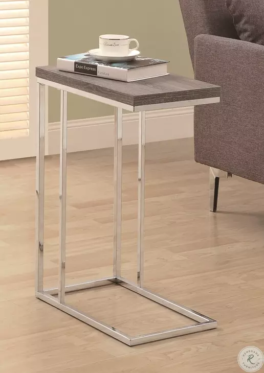 3253 Dark Taupe / Chrome Metal Accent Table