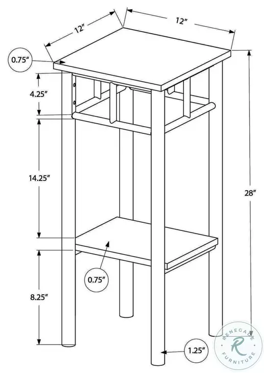 3279 White Metal 28" Accent Table