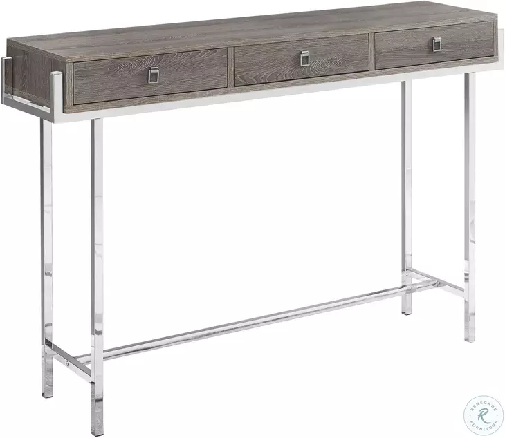 Dark Taupe and Chrome Metal 48" Console Table