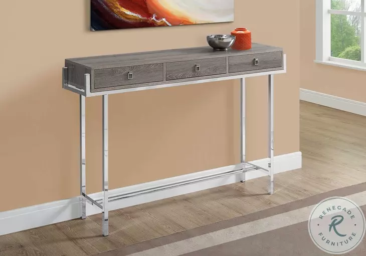 Dark Taupe and Chrome Metal 48" Console Table