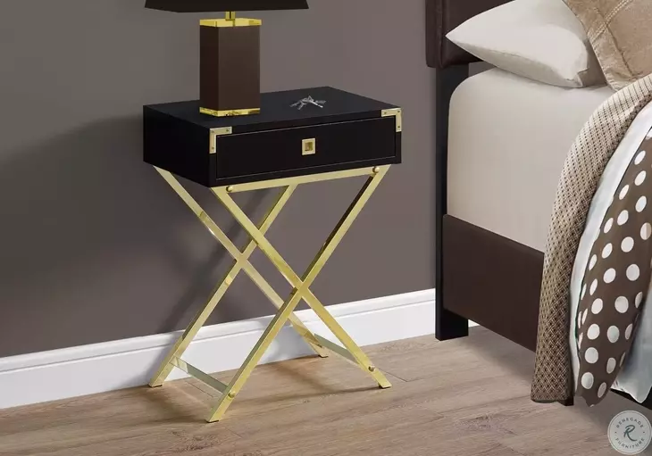 Cappuccino and Gold Metal 24" Accent Table