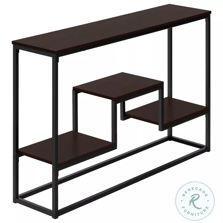 3582 Espresso And Black Console Table