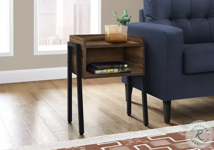 3583 Brown And Black 23" Accent Table