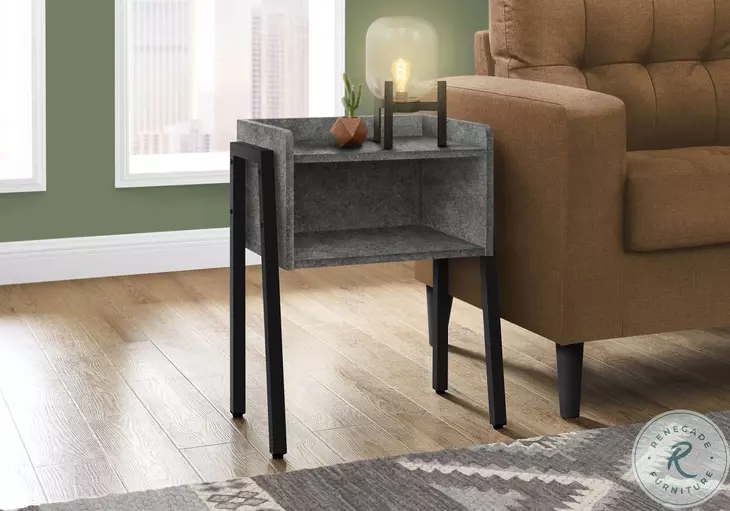 3584 Grey And Black 23" Accent Table