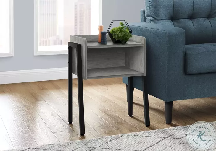 3591 Grey And Black 23" Accent Table