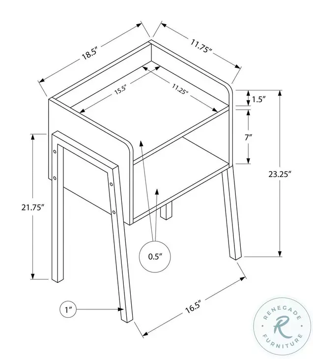 3593 Espresso And Black 23" Accent Table