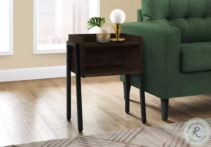 3593 Espresso And Black 23" Accent Table