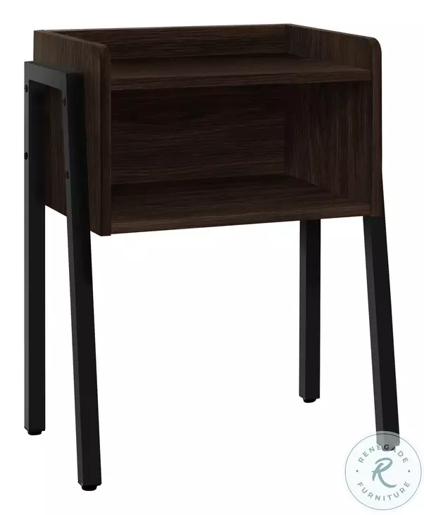 3593 Espresso And Black 23" Accent Table
