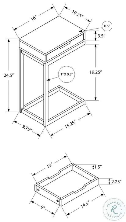 3604 Black C Shape End Table